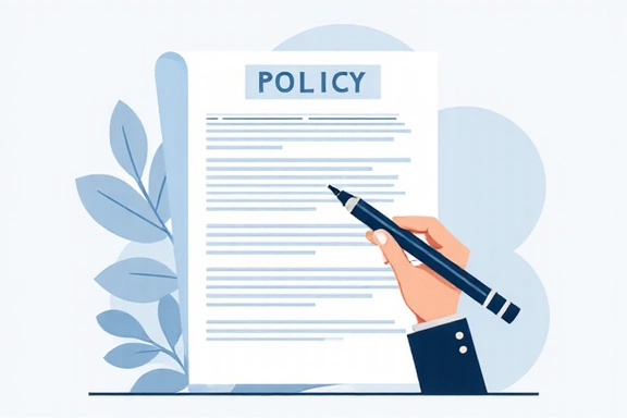 Illustration of a document with a pen, signaling policy updates