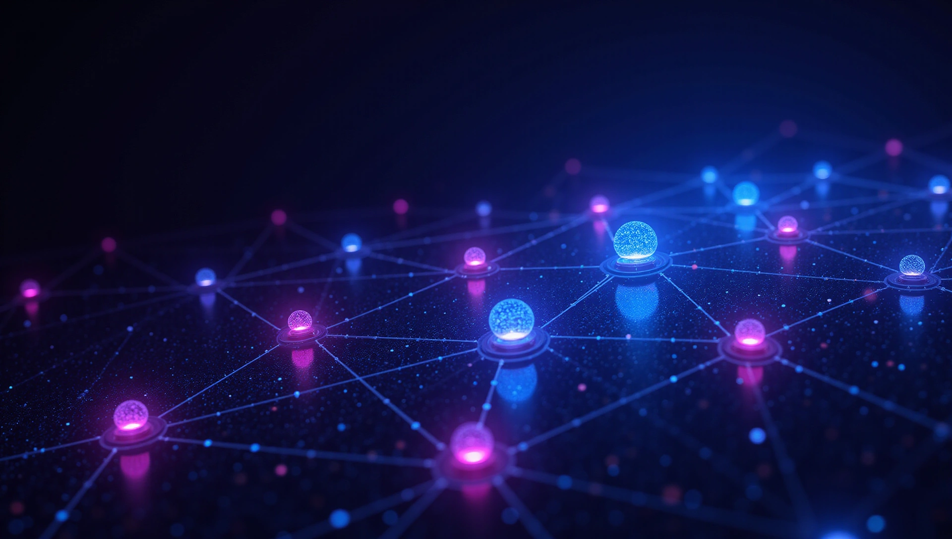 Abstract mobile network illustration with glowing lines and interconnected nodes