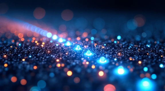 An abstract illustration of a secure data tunnel with glowing particles, representing advanced cybersecurity in mobile networks.